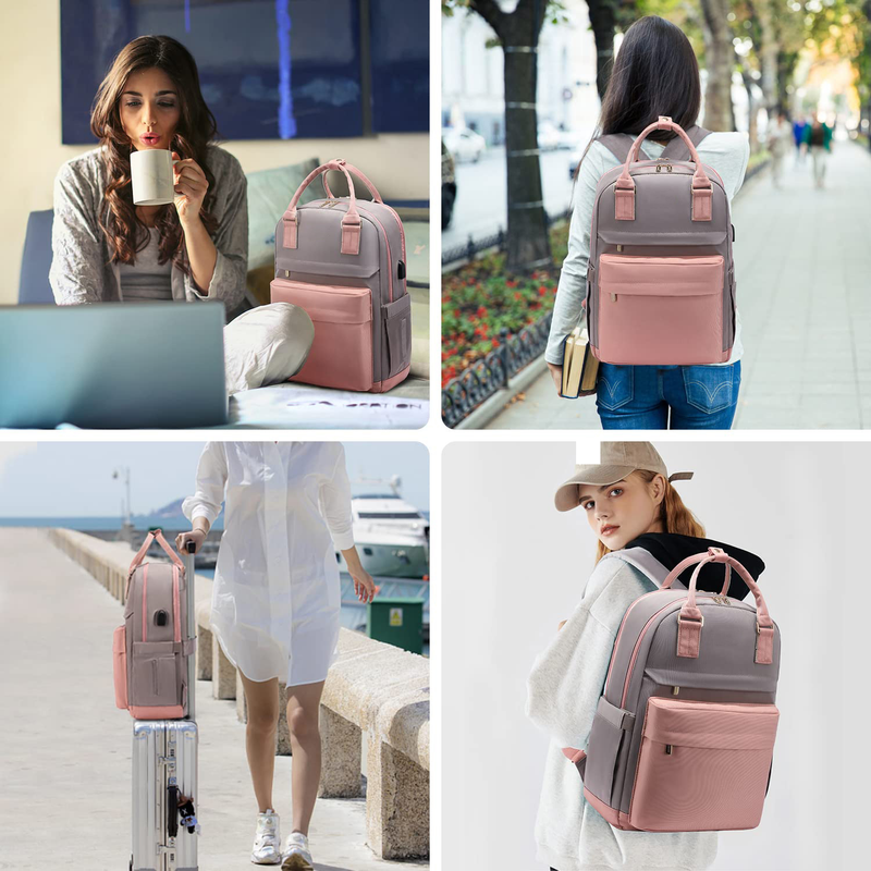 Women's Fashion Backpack Large Capacity Usb Laptop Backpack Portable Travel Bag Schoolbag_voghion.com