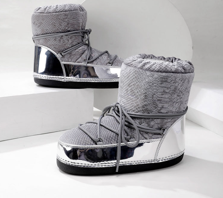 Zimowe buty narciarskie w dużych rozmiarach z wyściełaną cholewką do połowy łydki_voghion.com
