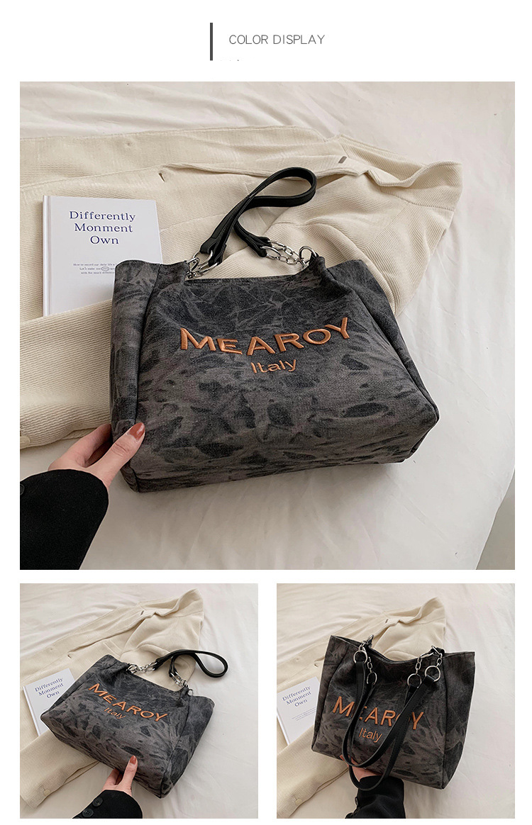 Design Denim Bag Women's Large Capacity Tote Class Commute Shoulder Tote Bag_voghion.com