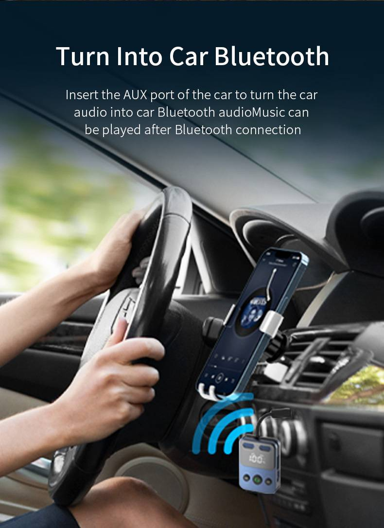 Ricevitore Bluetooth 5.3 BR17 - Adattatore doppio microfono per auto, altoparlante, auricolare - Batteria a lunga durata, ricarica rapida, modalità TX,_voghion.com
