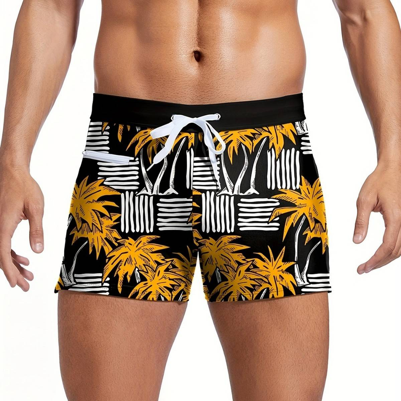Men's Clothing Men's Boxer Briefs + Striped Squares + Prints, Simple, Can Be Used In The Water, Beach, Anti Exposure Tether Zipper, Spot_voghion.com
