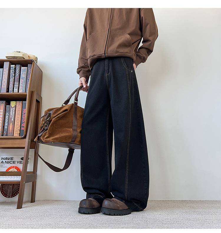 Starry Sky Pattern Denim Drawstring Floor-Length Pants - Comfortable And Loose Fit - Versatile And Stylish Casual Denim Pants_voghion.com