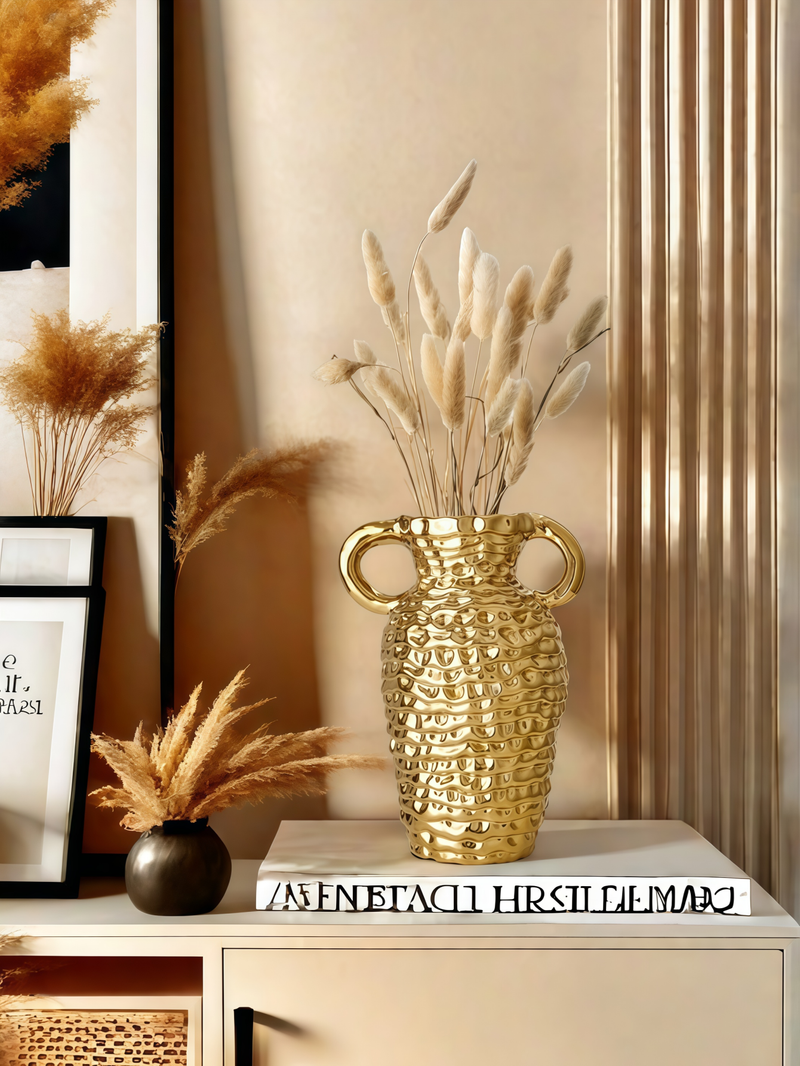 1 moderno jarrón de cerámica de lujo con diseño de panal, ideal para decorar salas de estar, vestíbulos, comedores, rincones de dormitorios y otros espacios._voghion.com