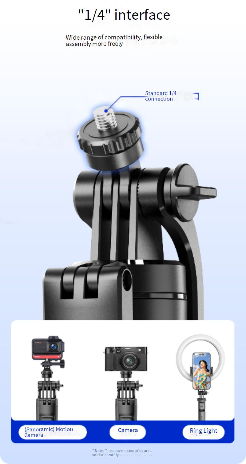 Bastão de selfie F16 com controle remoto Bluetooth, tripé e luz de preenchimento dupla - Suporte extensível para celular para fotos e vídeos estáveis, rotação de 360°_voghion.com