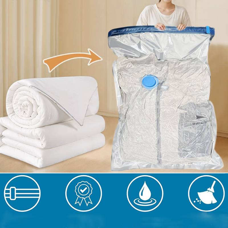 20 sacchetti sottovuoto con pompa manuale, compressione salva spazio, sigilla sottovuoto vestiti, bagagli, coperte, cuscini, biancheria da letto, blu_voghion.com