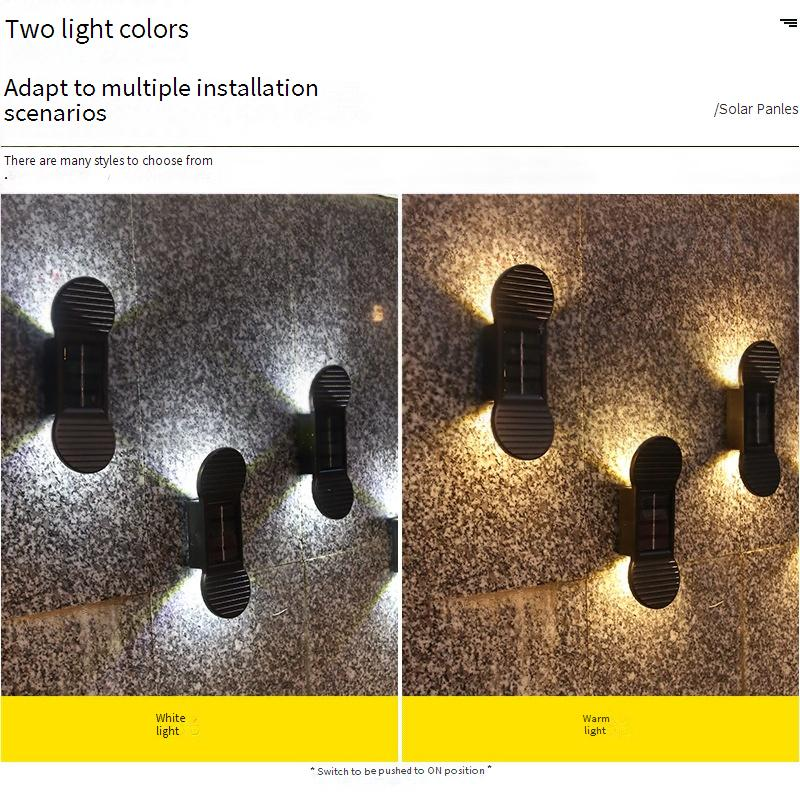 Solar-Gartenleuchten für den Außenbereich, wasserdichte Wandleuchte für Hof, Terrasse, Weg, Landschaftsdekoration – Weiß/Warm/Farbwechsel-LED_voghion.com