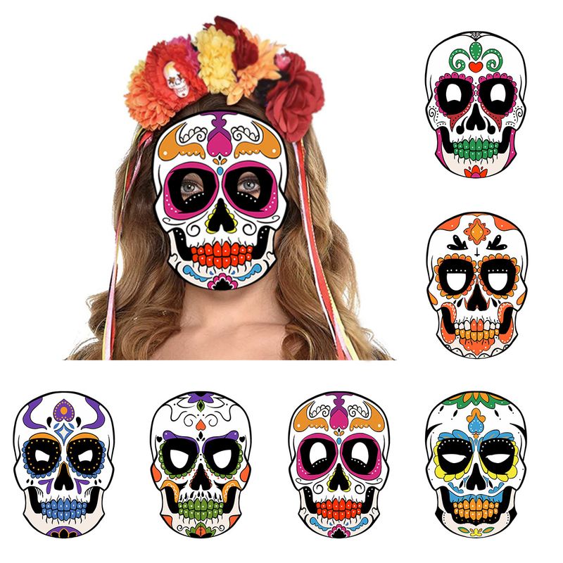 Halloween Party Masquerade Paper Skull Ghost Face Mask DIY Mask_voghion.com