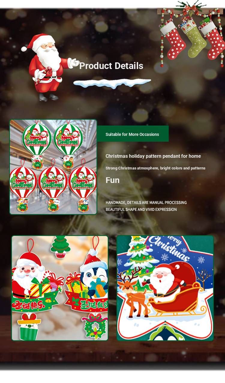 Elegant Christmas Hanging Ornaments Set – 5-Piece Decorative Paper Hangings For Store Windows, Classrooms & Holiday Parties_voghion.com