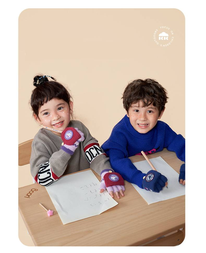 Guanti invernali per mamma e bambino, per bambini e bambine - Guanti in morbida maglia con dita e copertura ribaltabile, caldi e comodi per la scuola e i giochi all'aperto (taglia unica)_voghion.com