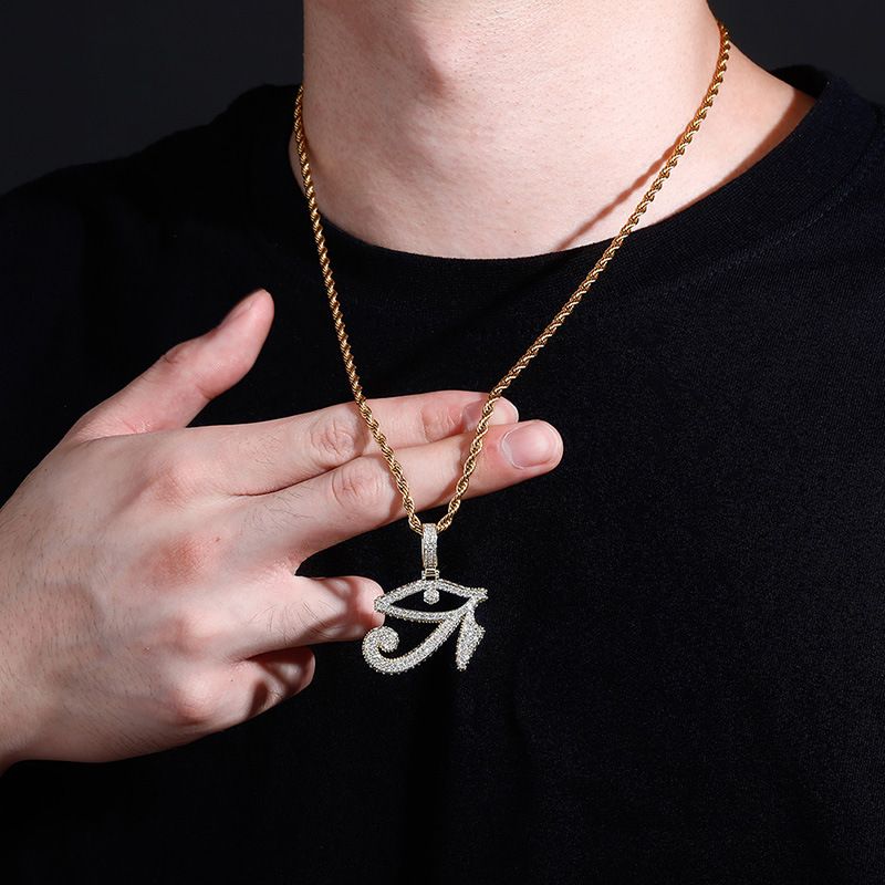 Halskette mit Horusauge-Anhänger für Herren und Damen – altägyptisches Symbol mit Zirkonia, Hip-Hop-Statement-Stück für Trendsetter_voghion.com