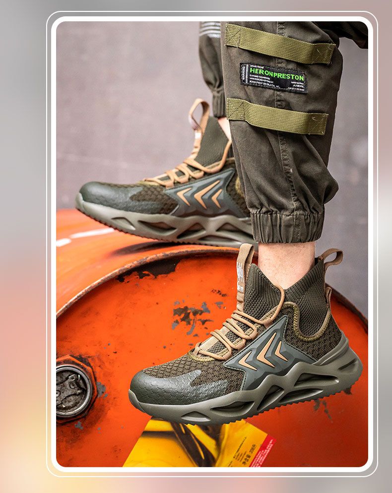 Chaussures de travail légères, résistantes aux chocs et aux perforations, avec embouts en acier et tissu respirant._voghion.com