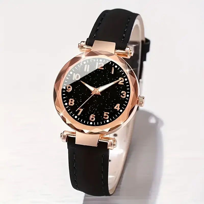 Engraved Number Belt Women's Starry Sky Luminous Dial Quartz Watch_voghion.com