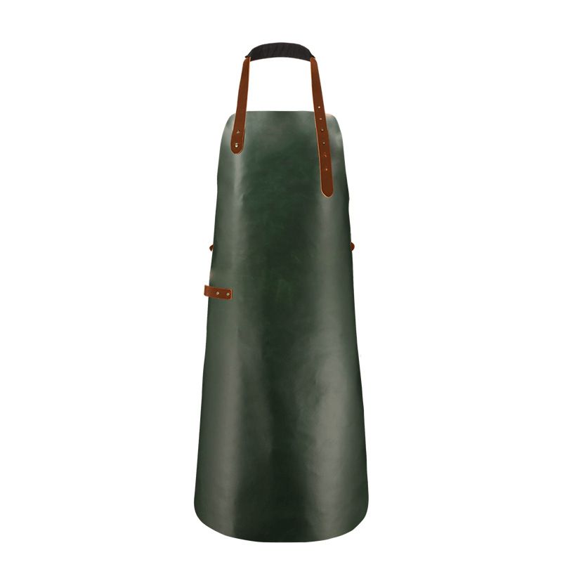 Cross-Border PU Neck Hanging Waterproof Oil-Proof European And American High-End Leather Workwear Apron_voghion.com