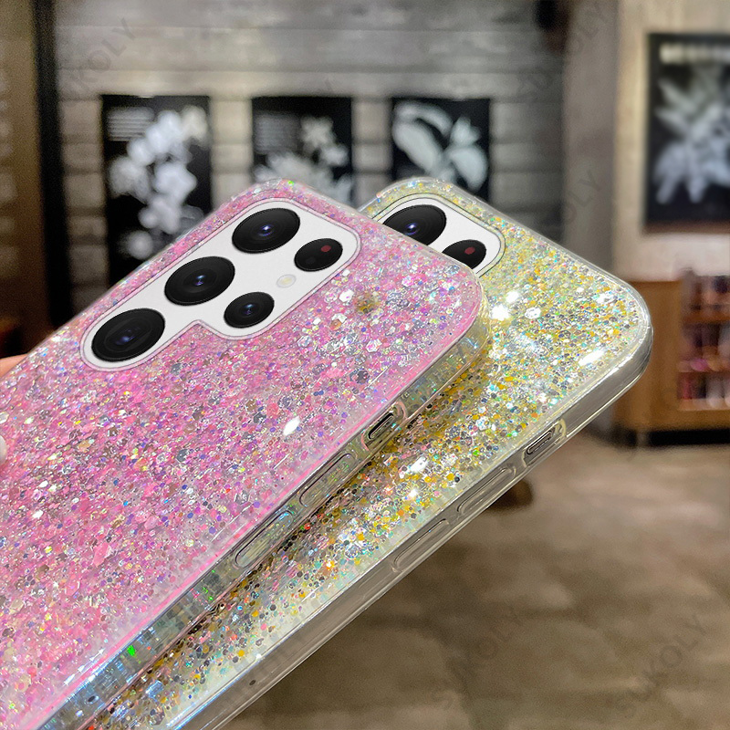 Bling Glitzer Pailletten Soft Epoxy Handyhülle für Samsung S22 Ultra S21 S20 FE A52s A52 A72 A32 5G A71 A51 A21S Note 20 Co_voghion.com