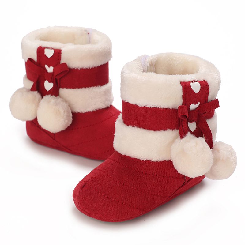 Weihnachtsschuhe für Neugeborene, Jungen und Mädchen, Kleinkinder, Lauflernschuhe, weiche Sohle, flache Säuglingsschuhe, warme Schneestiefel, 0–18 Monate_voghion.com