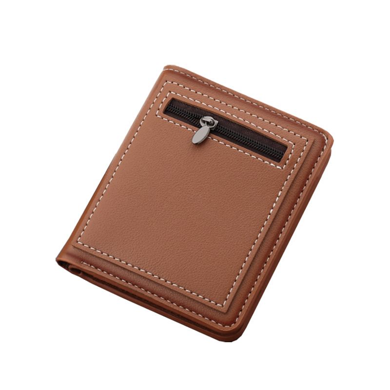 Lommebok, Vertikal kort glidelåslommebok for menn, Nisjedesign liten lommebok for menn, kan inneha førerkort. Økonomisk og verdt å ha!_voghion.com