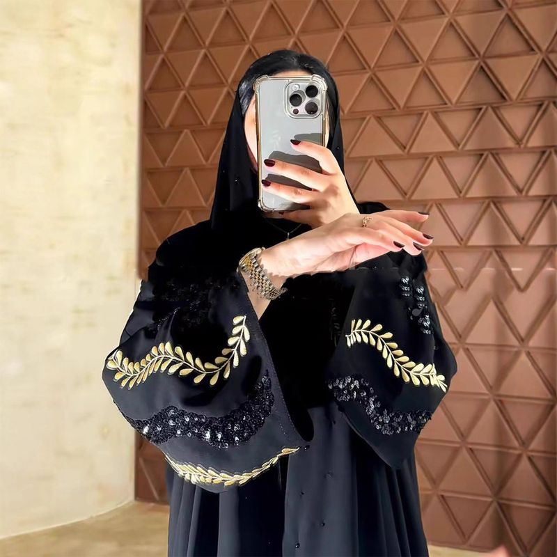 F452 Foreign Trade Cross-Border E-commerce Independent Station Middle Eastern Women's Embroidery Sequin Fashion Abaya In_voghion.com