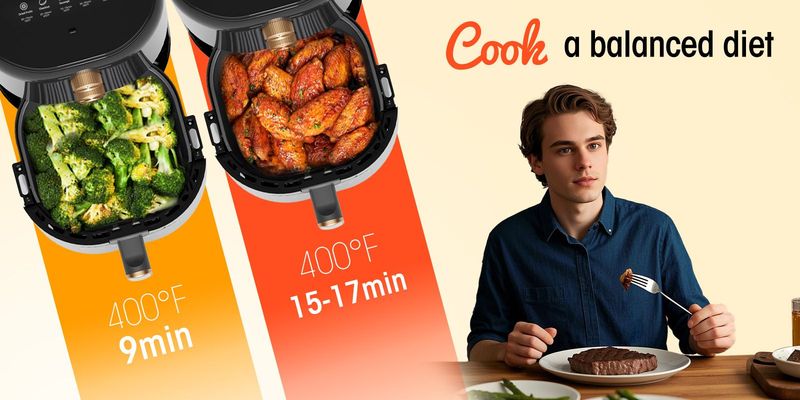 Air Fryer 4-in-1 With 4.5 QT Capacity, Air Fry, Roast, Reheat, Dehydrate, Air Crisp Technology With 400F For Hot, Crispy Results In Just Minutes, Black_voghion.com