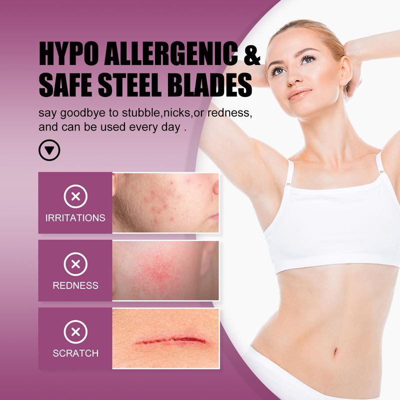 Eelhoe Rasoio portatile per peli del corpo, corpo intero, ascelle, braccia e gambe, delicato, non irritante, rapido, epilatore_voghion.com