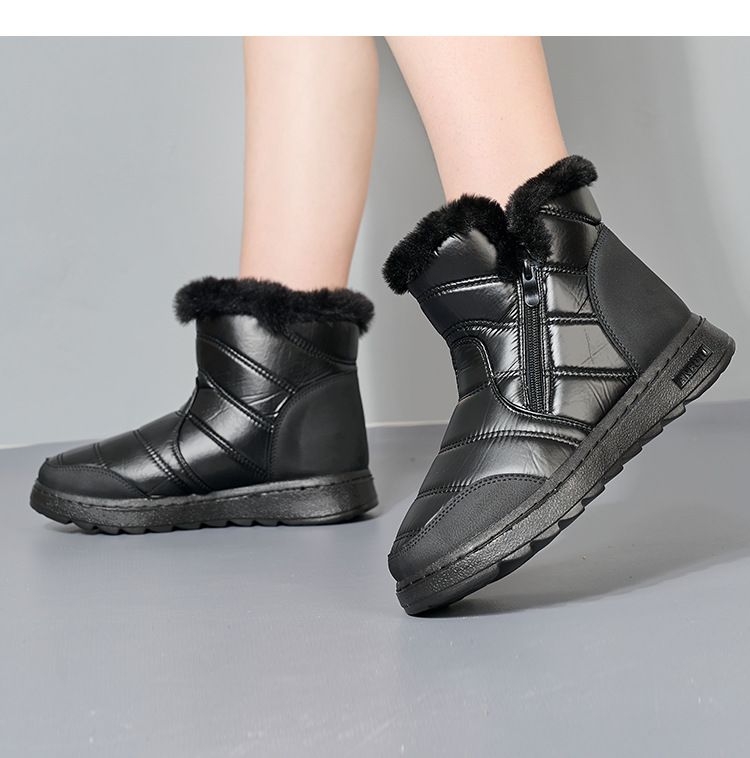 Women's Winter Snow Boots High Top Faux Fur Lined Warm Slip-Resistant Casual Shoes With Side Zipper_voghion.com