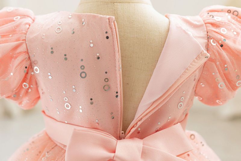 2024 nouvelle robe d'hôte pour enfants robe de soirée pour fille de fleur d'un an robe de princesse florale à manches bouffantes robe en gaze en stock_voghion.com