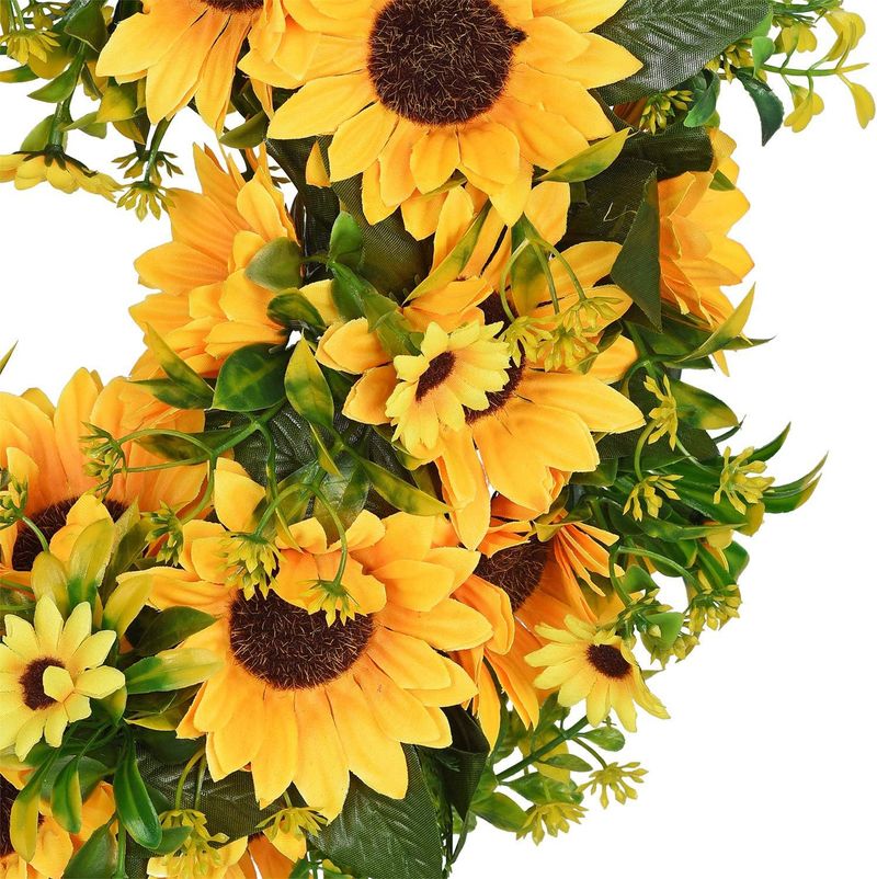 Home Textile Summer Wreath Artificial Sunflower Wreath Door Hanging Wreath_voghion.com