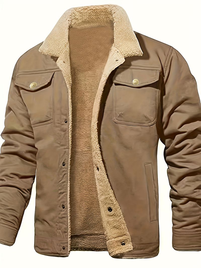 Giacca da lavoro oversize da uomo, foderata in pile di poliestere, a maniche corte, stile britannico giovanile, autunno inverno 2024_voghion.com