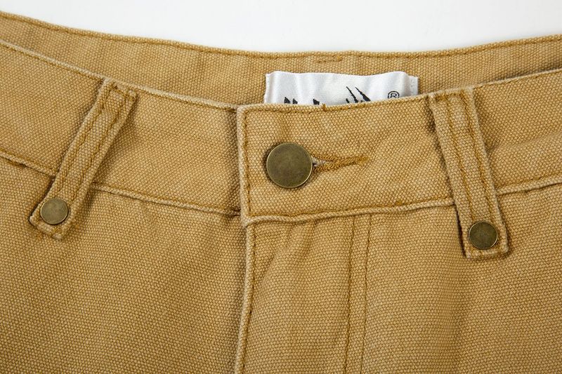 Ropa para hombre, nuevos pantalones cortos de mezclilla rectos estilo leñador con múltiples bolsillos, pantalones cortos holgados de verano con bordes sin rematar lavados para hombre_voghion.com
