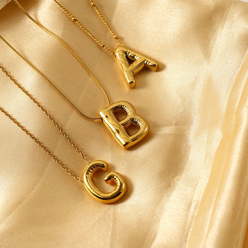 Women's Jewelry Elegant Balloon Letter Necklace Stainless Steel Personalized Initial Pendant Chain For Everyday Wear Unisex Jewelry_voghion.com