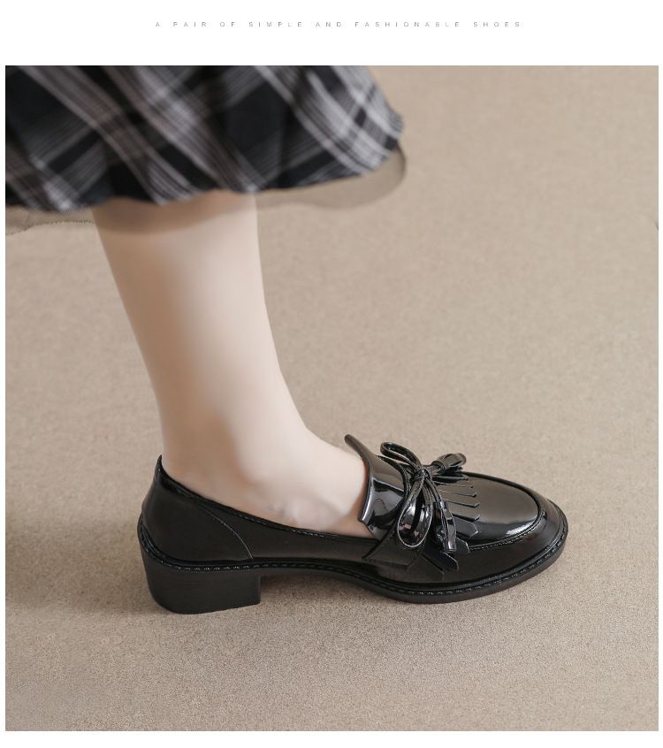 Damen High Heels 2024 Frühjahr neue britische Stil weiches Leder kleine schwarze dicke Ferse Arbeit einzelne Schuhe_voghion.com