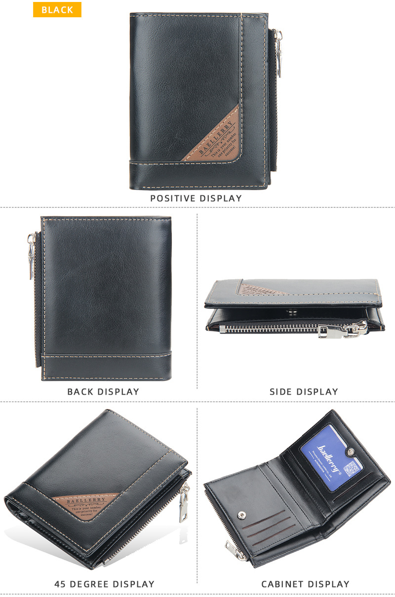2022 High Quality Men's Wallet Fashion PU Leather Vertical Zipper Coin Purse Large Capacity Buckle Male Solid Color Card_voghion.com