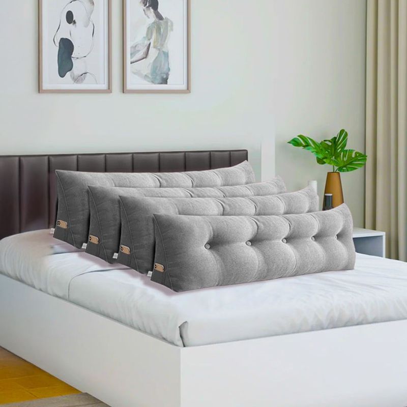 SOGA 4X 180cm Silver Triangular Wedge Bed Pillow Headboard_voghion.com