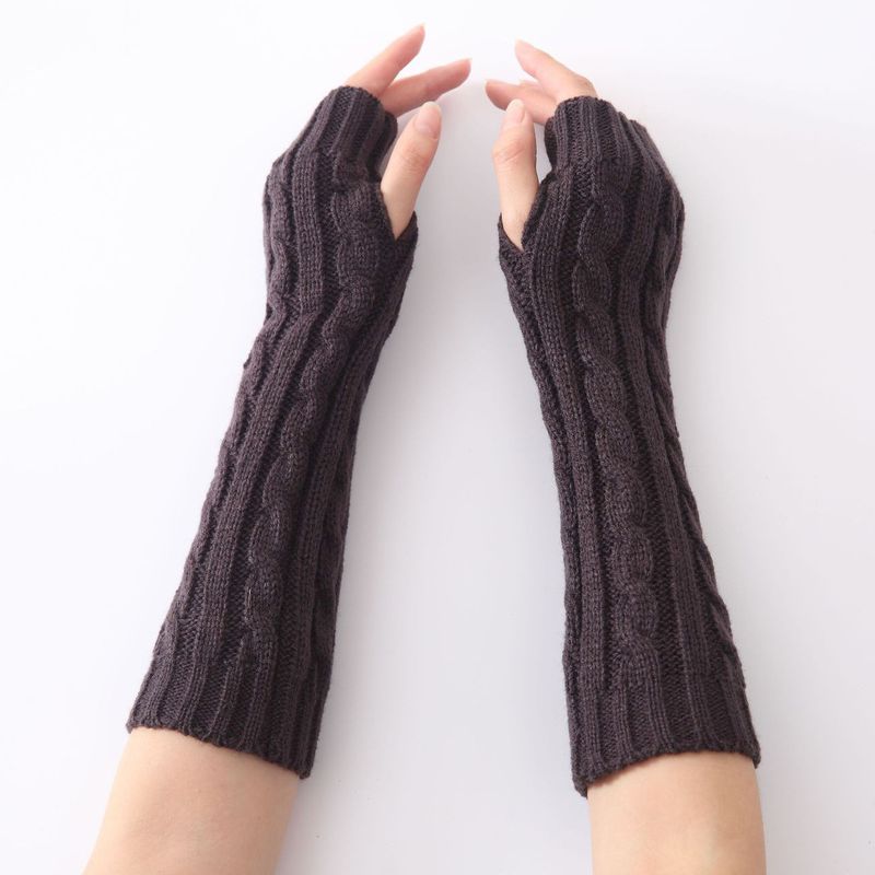 30 cm Fried Dough Twists Handschuhe Neue Herbst Winter Männer und Frauen Mittellange Strickwolle Warmer Tau Halbfingerarm_voghion.com