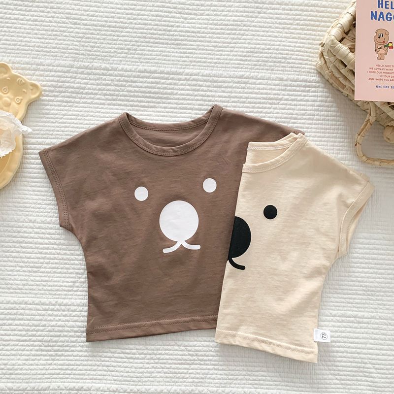 2023-as új koreai stílusú nyári baba rajzfilm póló kerek nyakú gyermek fél ujjú póló külső viselet alsó felső_voghion.com