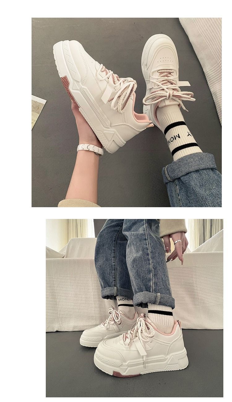 Große größe frauen dicken sohlen multifunktionale weiß frühling neue sport und freizeit bord schuhe_voghion.com