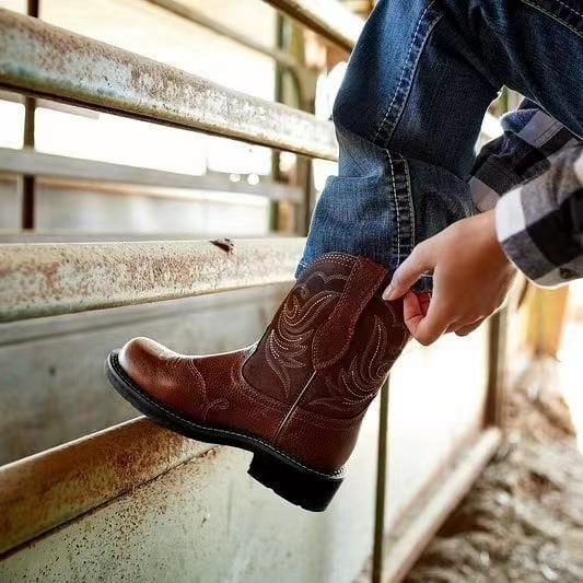 Damen-Stiefeletten, stilvolle, klassische Schuhe, bequeme Damen-Arbeitsstiefel für Erwachsene, Slip-On-Stiefeletten_voghion.com