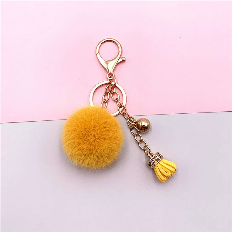 Taske Charm Kreativ nøglering Sød kvast Frugtfarve Pelsbold Bilnøglering Taske Vedhæng Plys lille gavetilbehør_voghion.com