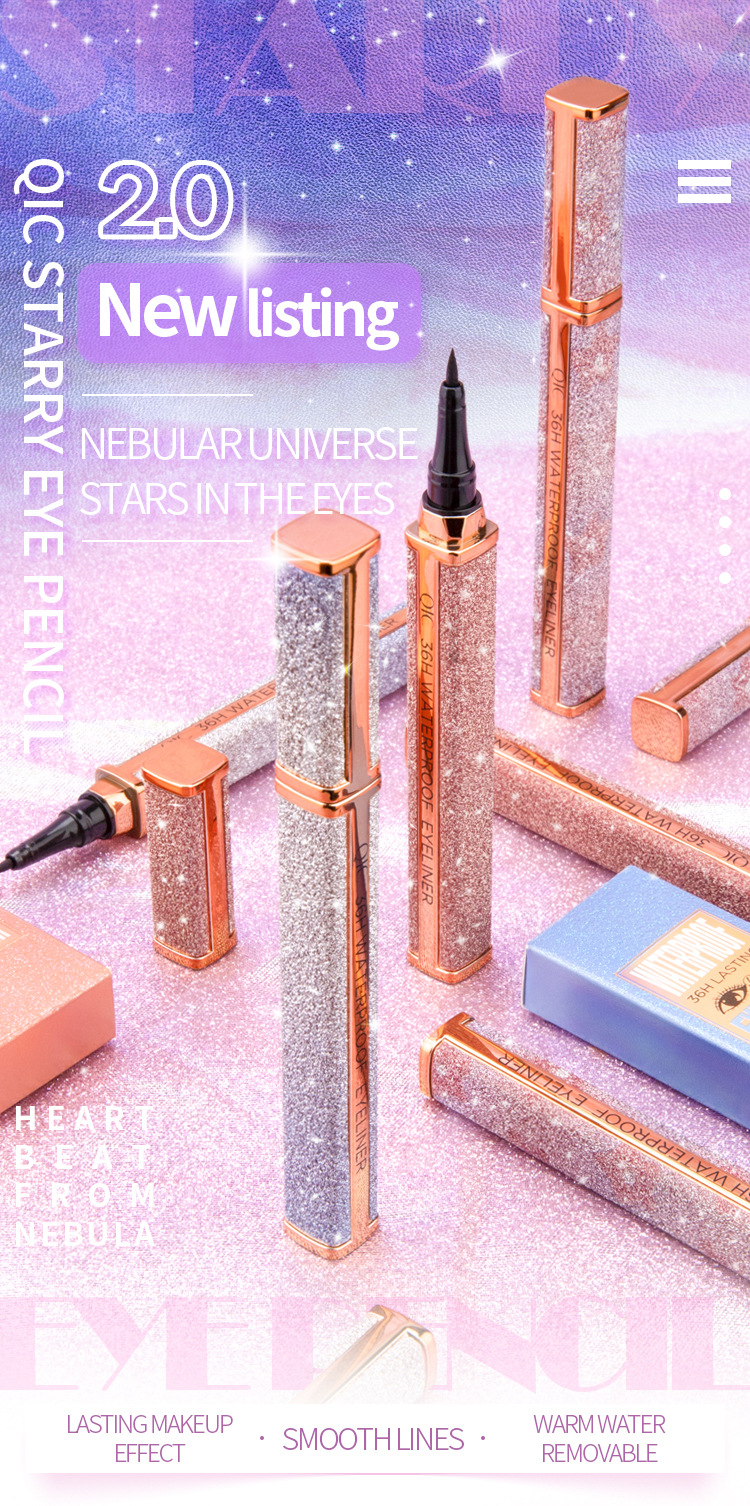 Beautiful Starry Eyeliner, Professional Make up Liquid Eyeliner Black Eyeliner_voghion.com