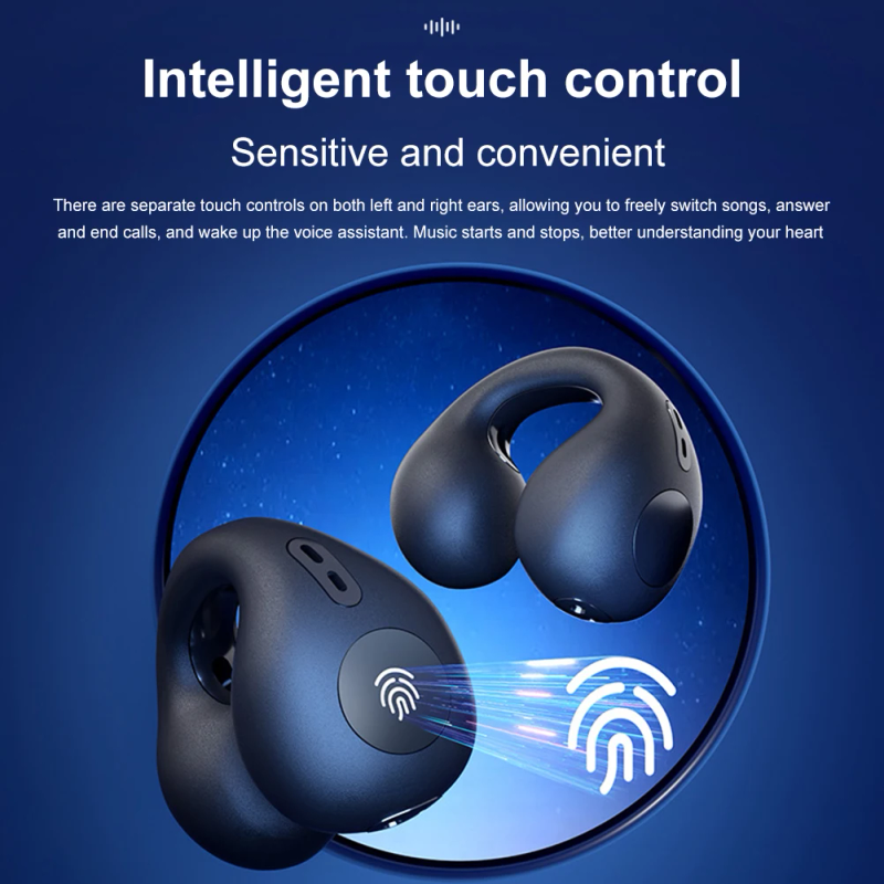 T75 Ear-Clip Bluetooth Headphones Bone Conduction Earphones Wireless Earbuds 3D Surround Stereo Bass Sports Headset with Mic_voghion.com