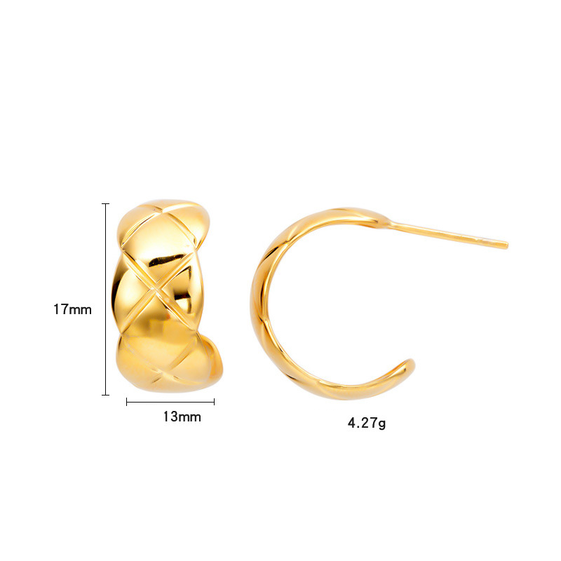 Orecchini in argento sterling placcato oro orecchini rombici di nicchia minimalisti versatili retrò eleganti stile coreano gioielli di alta gamma da donna_voghion.com
