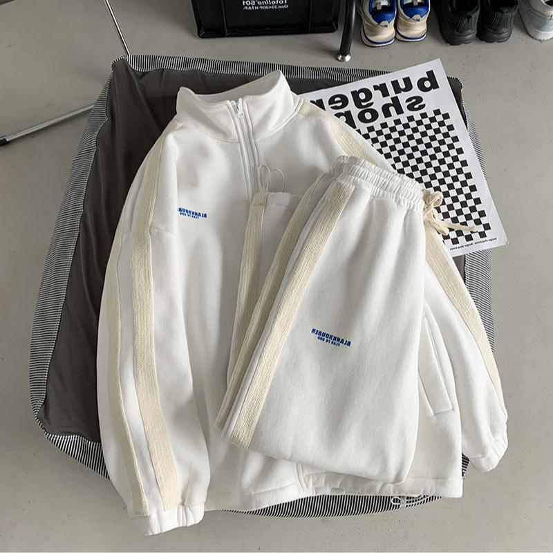 Hong Kong Style Street Suit Loose Trend Ins Pullover Langarmhose Casual Student Sportswear Zweiteiliger Anzug für Herren_voghion.com