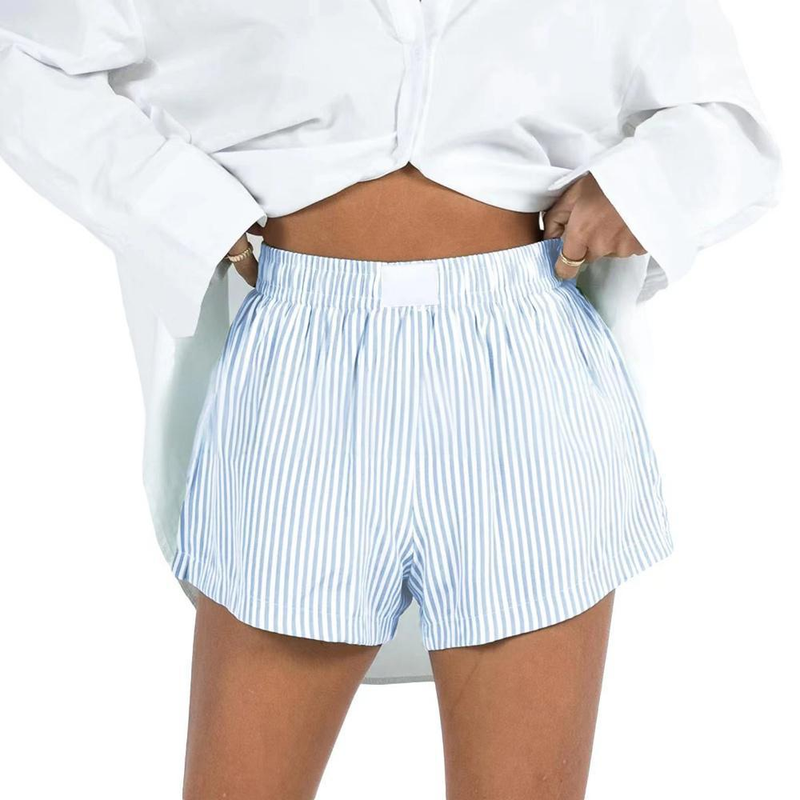 Vêtements pour femmes, mode d'été, shorts décontractés à poches et rayures_voghion.com