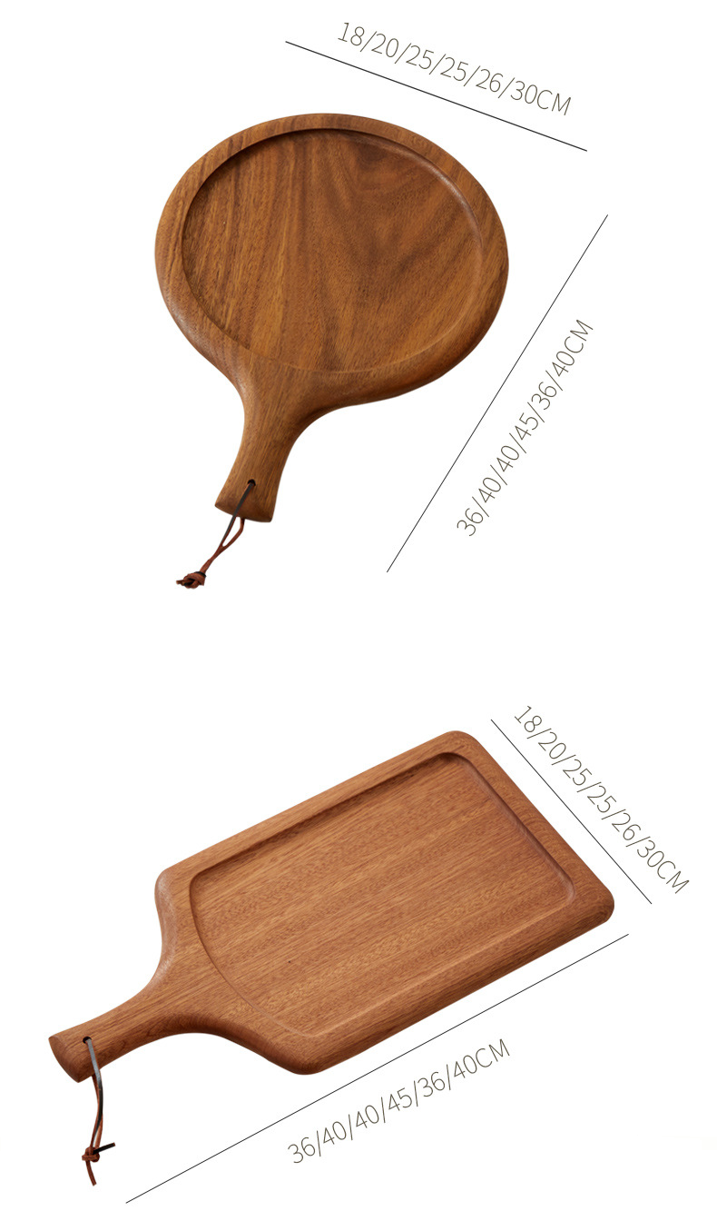 Bandeja de madera maciza para servir: bandeja para carne, pizza y charcutería para una presentación estilo occidental._voghion.com