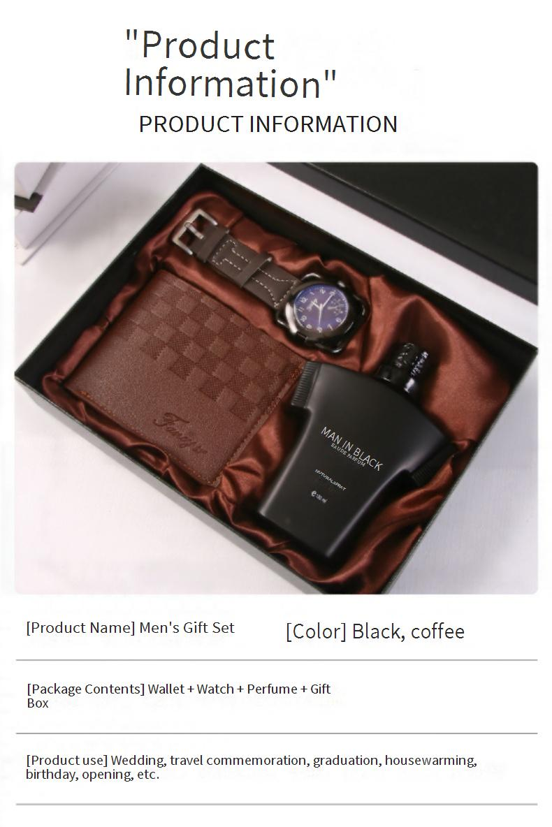 Geschenkset für Geschäftsmänner, Quarzuhr, Brieftasche, Parfüm-Set, Valentinstags-Geschenkbox-Set für den Freund_voghion.com