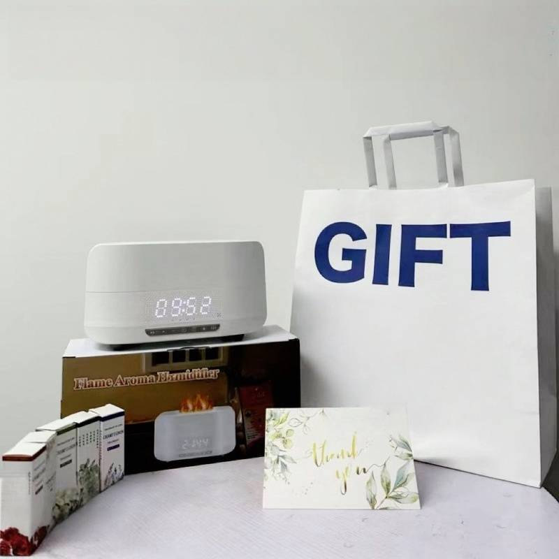 Mehrfarbiger LED-Flammen-Aroma-Diffusor mit Bluetooth-Lautsprecher, Luftbefeuchter und Stimmungslicht für Zuhause, Geschenk zum Geburtstag, Weihnachten_voghion.com