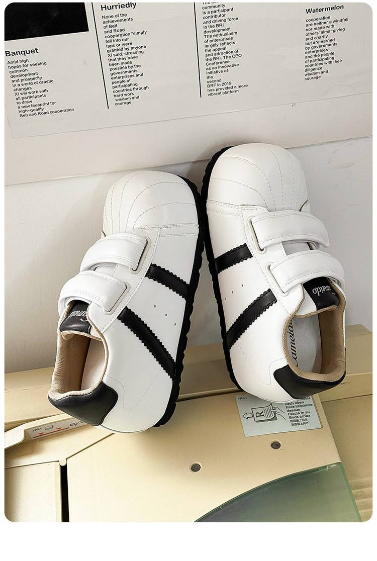 Cameido Women's Plush & Leather Casual Shoes - Round Toe, 1CM Heel, Lightweight Foam Sole - White_voghion.com