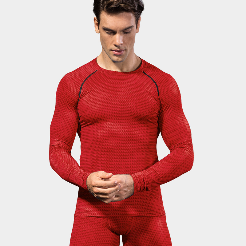 Men's 3D Printed Compression Long Sleeve Shirt – High-Elasticity, Moisture-Wicking Workout Top For Gym, Running & Training_voghion.com