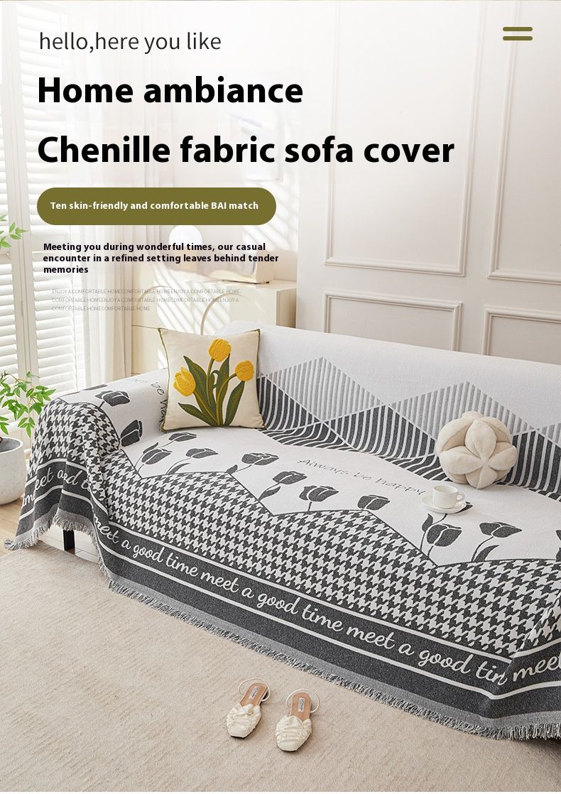 Sherpa Rose-Pattern Sofa Cover – Premium Chenille Slipcover For Sectional Sofas (Minimalist Floral Design, 9 Sizes, 8 Colors)_voghion.com