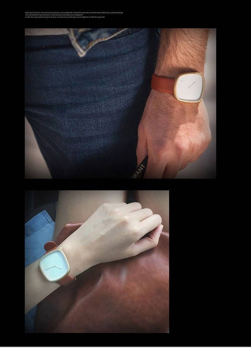 Elegant Square Minimalist Quartz Watch With Leather Strap For Men And Women - Water-Resistant, Japanese Movement, Fashionable Timepiece_voghion.com