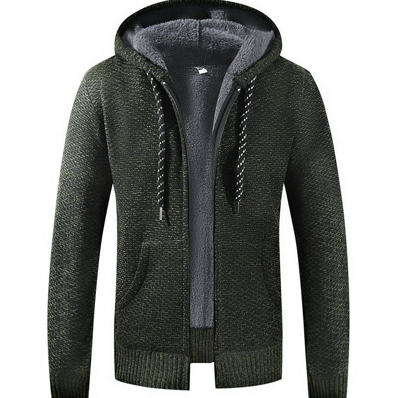 Men's Fleece-Lined Hooded Sweater – Oversized Zip-Up Pullover With Ribbed Hem_voghion.com